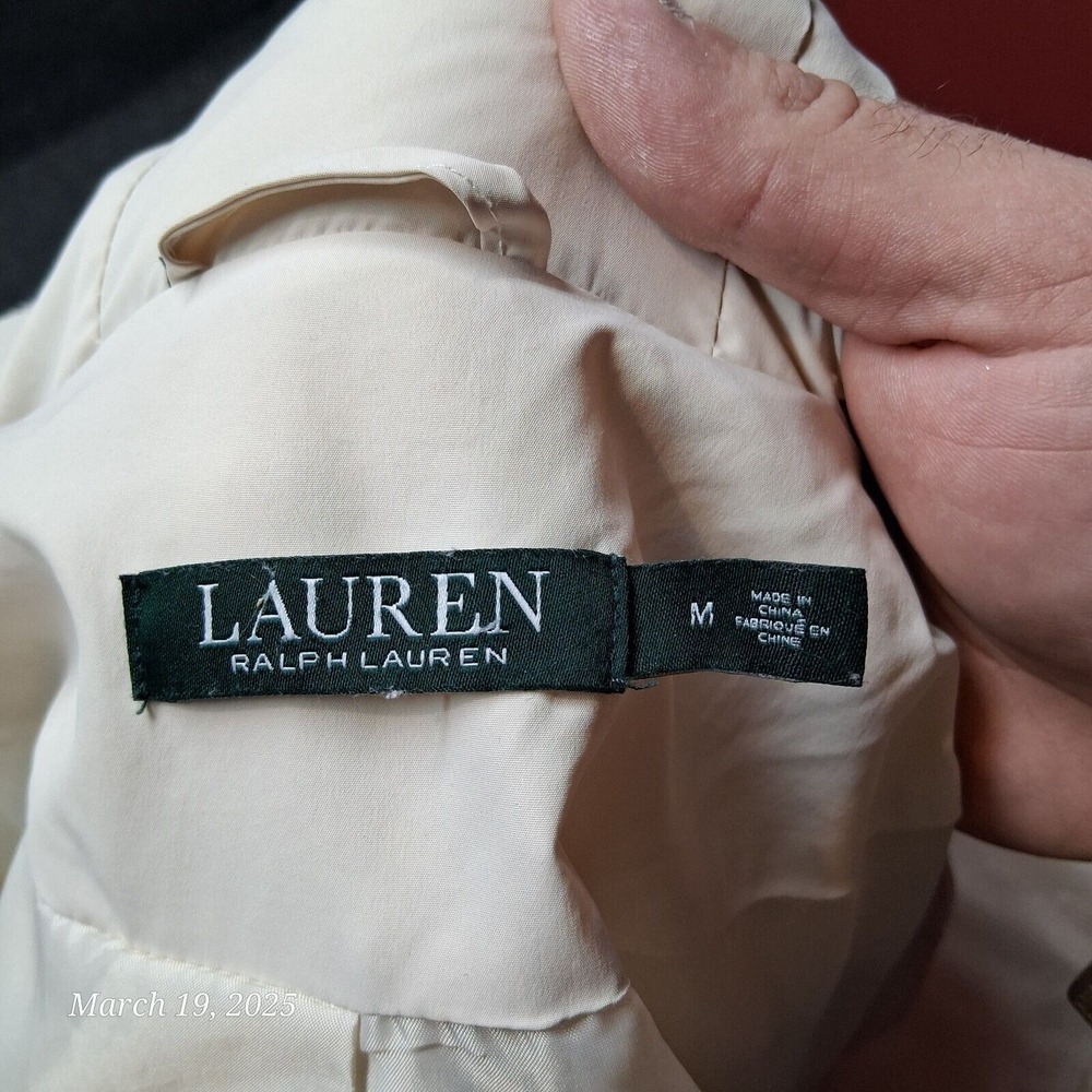 Lauren Ralph Lauren Down Filled Parka Jacket Women Sz Medium Creme Hooded - Picture 11 of 11